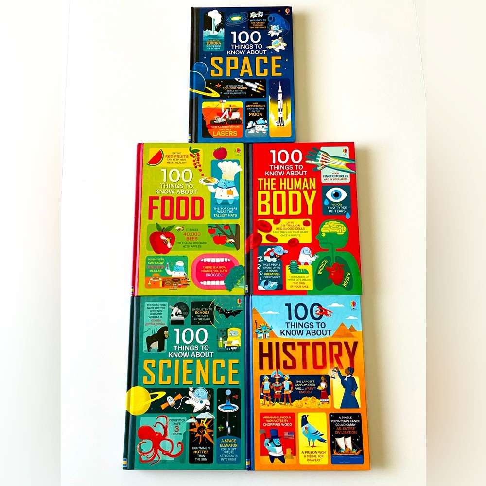 Usborne books: 100 Things to Know About - Set of FIVE books